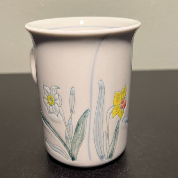 Vintage OTAGIRI Embossed Textured Daffodils Floral Ceramic Cup Mug - Picture 5 of 14